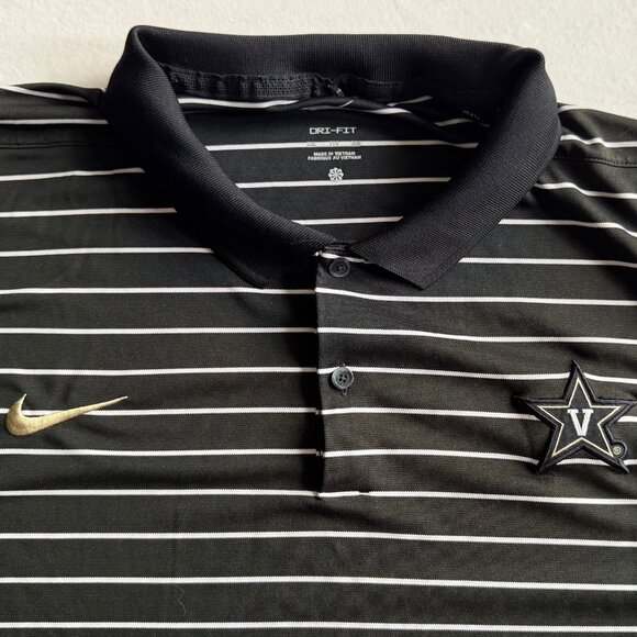 Men's Vanderbilt Striped Polo, Black w/ White Stripes, XXL, Short Sleeve - Picture 1 of 6